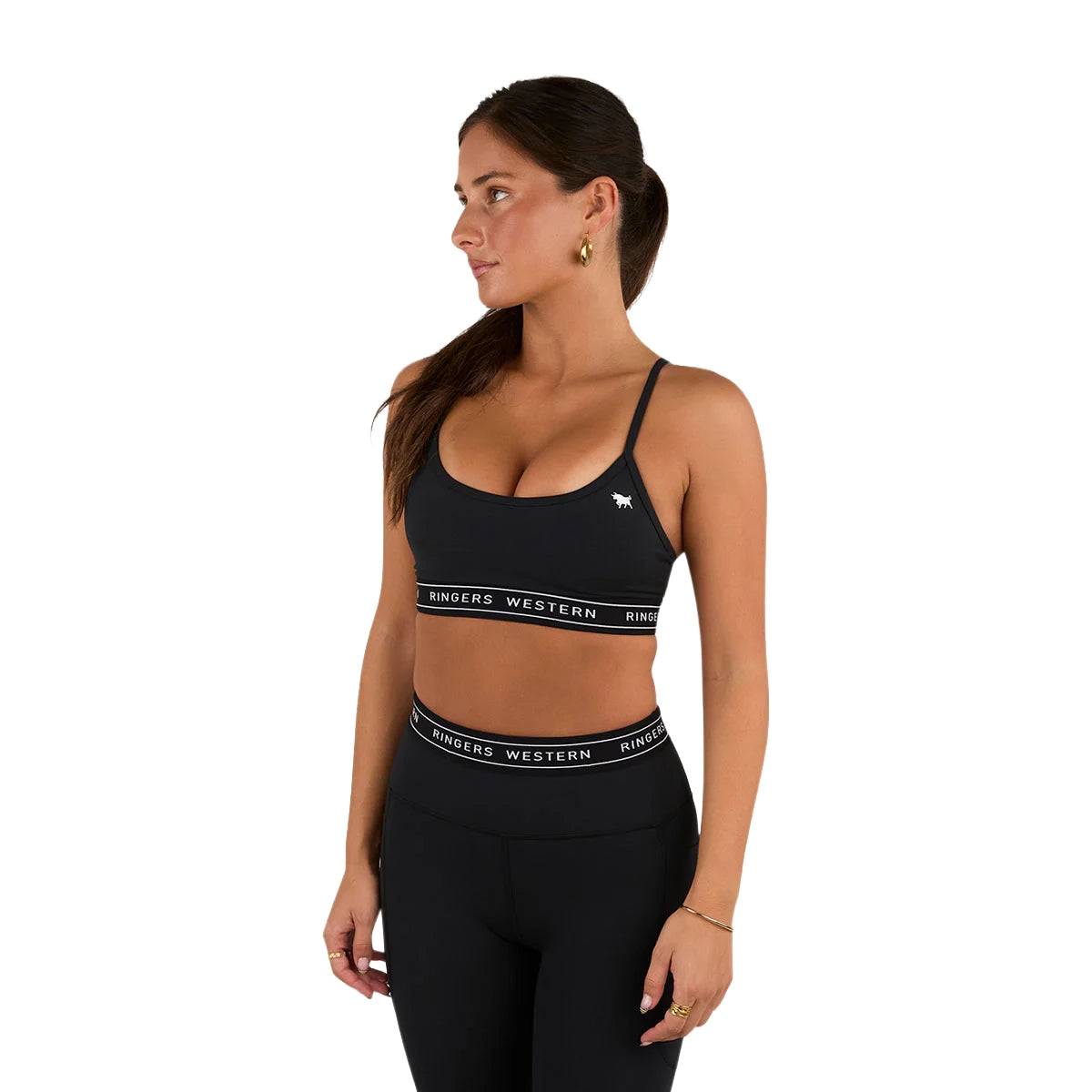 Ringers Western Womens Ringers Active Logo Elastic Essential Crop Top (225013RW) Black