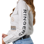 Ringers Western Womens Rodeo Spirit Full Button L/S Work Shirt (225038RW) Beige Sleeve