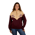 Ringers Western Womens Rosey Oversized Pullover Hoodie (225031RW) Cabernet/Dark Sand