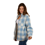 Ringers Western Womens Sadie L/S Sherpa Flannel Shirt (224094RW) Faded Denim/Off White