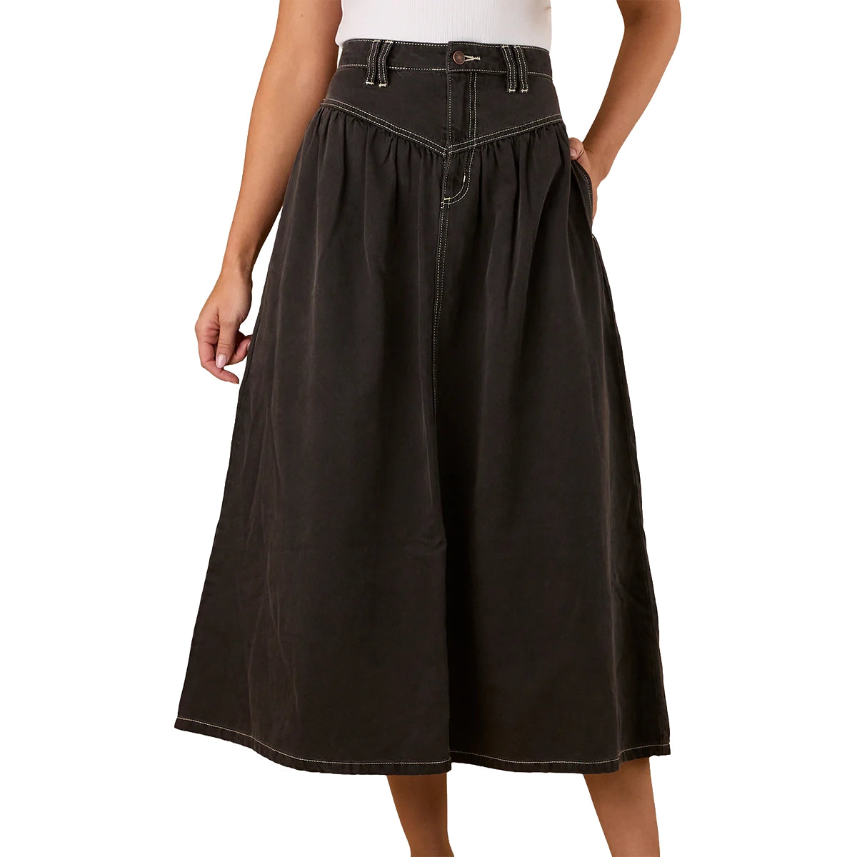 Ringers Western Womens Sarina Midi Skirt (225062RW) Washed Black
