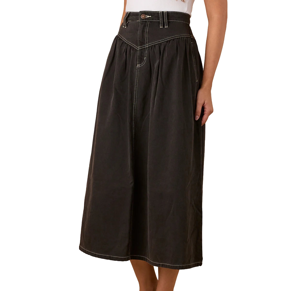 Ringers Western Womens Sarina Midi Skirt (225062RW) Washed Black