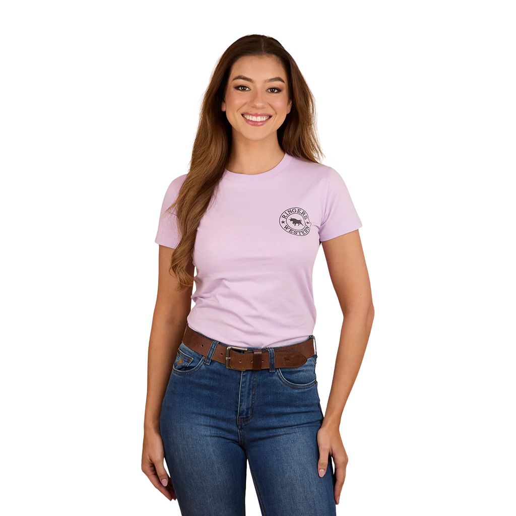Ringers Western Womens Signature Bull Classic Fit S/S Tee (220016RW) Lilac/Charcoal
