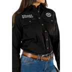 Ringers Western Womens Signature Jillaroo Full Button L/S Work Shirt  (218110002) Black/White Embroidery