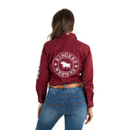 Ringers Western Womens Signature Jillaroo Full Button L/S Work Shirt  (218110002) Burgundy/White