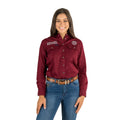 Ringers Western Womens Signature Jillaroo Full Button L/S Work Shirt  (218110002) Burgundy/White