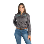 Ringers Western Womens Signature Jillaroo Full Button L/S Work Shirt  (218110002) Magnum/Mint Embroidery