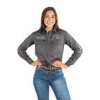 Ringers Western Womens Signature Jillaroo Full Button L/S Work Shirt  (218110002) Magnum/Mint Embroidery