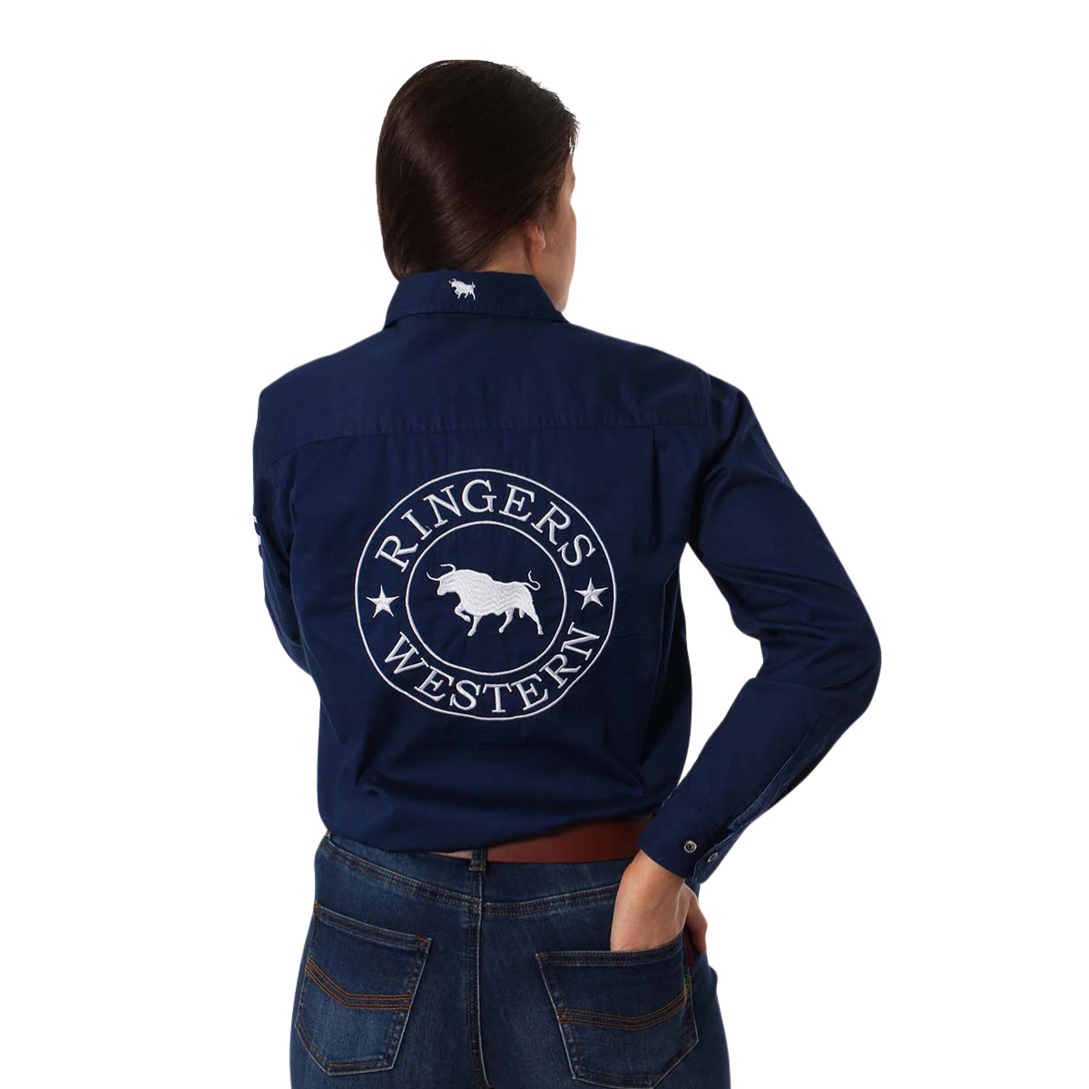 Ringers Western Womens Signature Jillaroo Full Button L/S Work Shirt  (218110002) Navy
