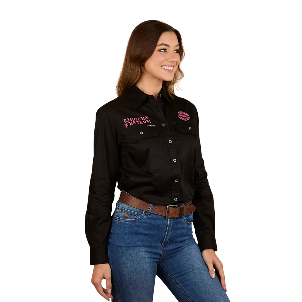 Ringers Western Womens Signature Jillaroo Printed Full Button L/S Work Shirt (225101RW) Black/Multi