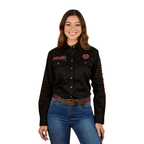 Ringers Western Womens Signature Jillaroo Printed Full Button L/S Work Shirt (225101RW) Black/Multi
