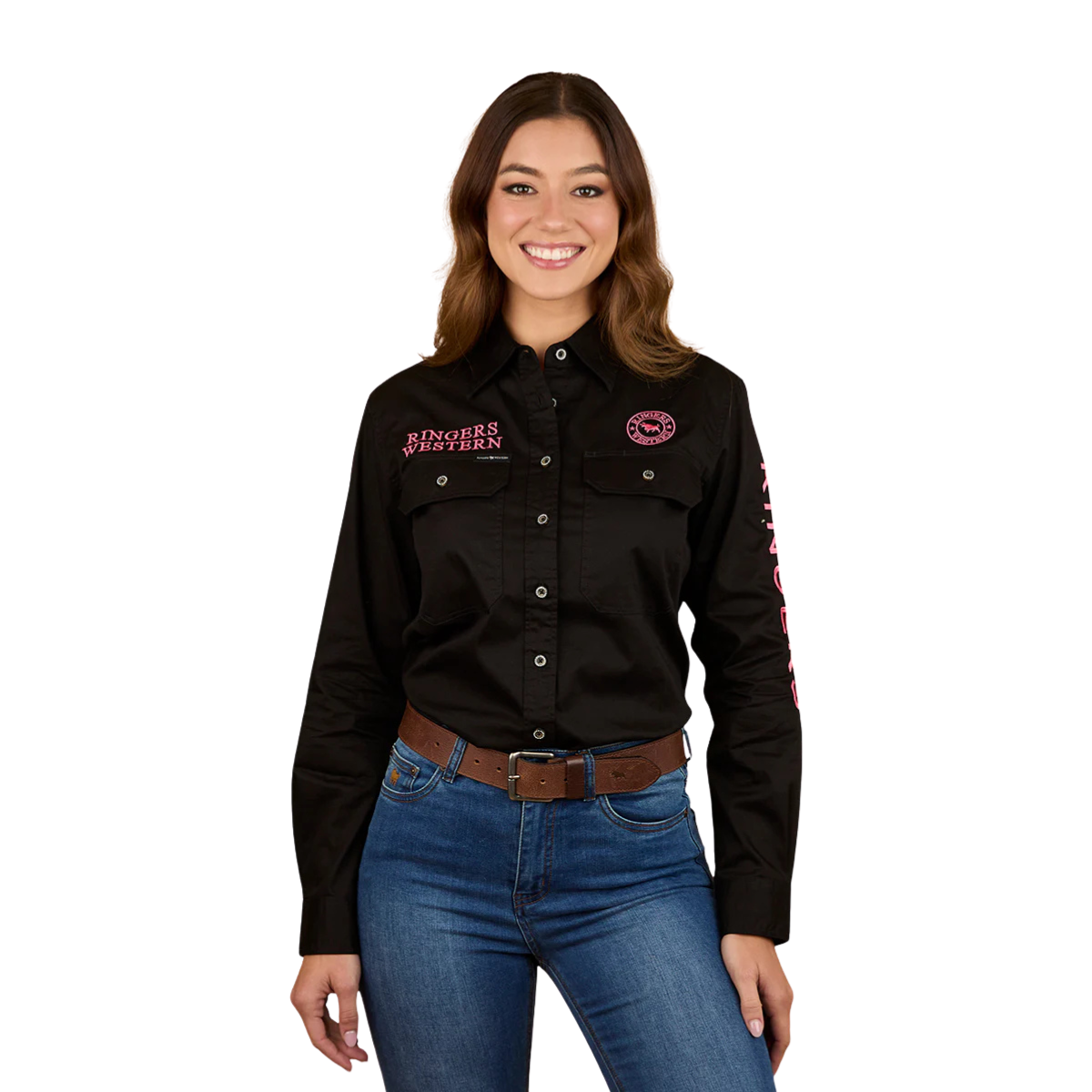 Ringers Western Womens Signature Jillaroo Printed Full Button L/S Work Shirt (225101RW) Black/Multi
