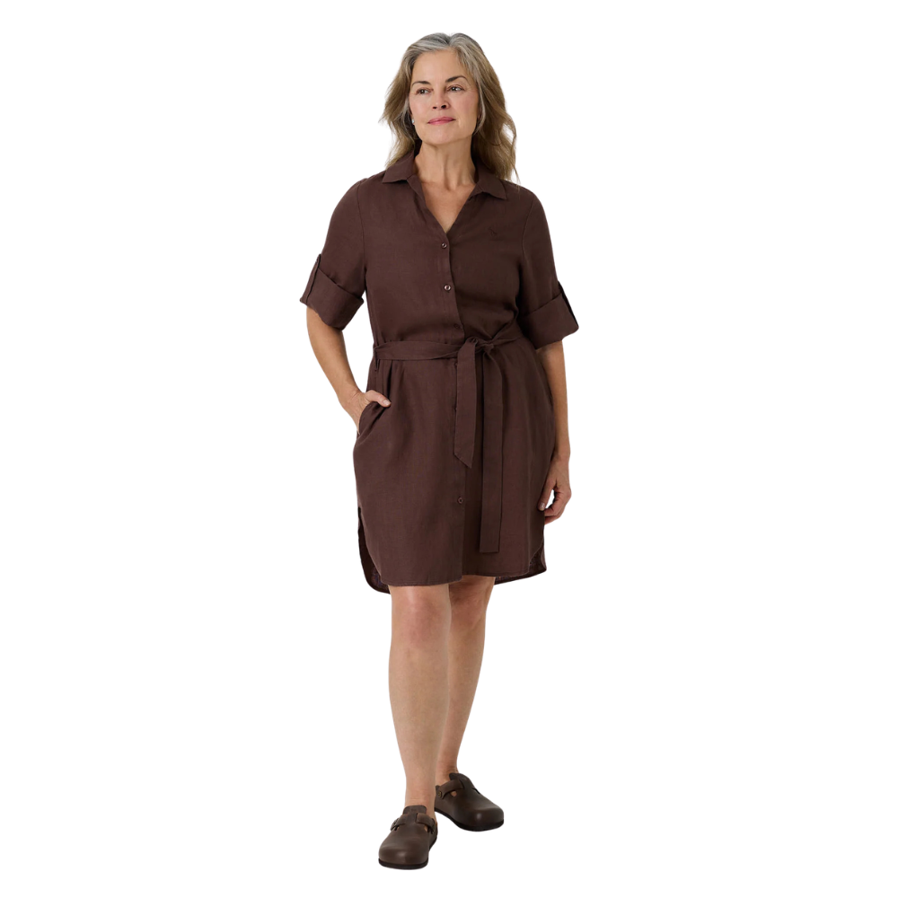 Ringers Western Womens Solene Linen Shirt Dress (225171RW)  Chocolate