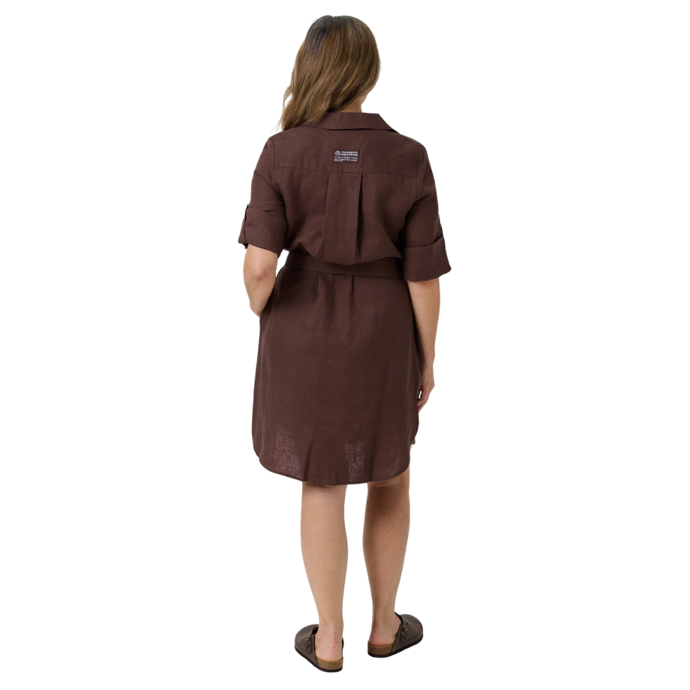 Ringers Western Womens Solene Linen Shirt Dress (225171RW)  Chocolate