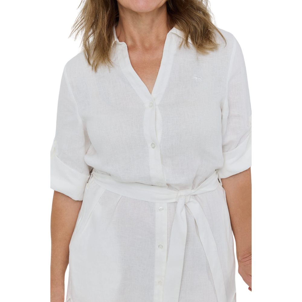 Ringers Western Womens Solene Linen Shirt Dress (225171RW)  White