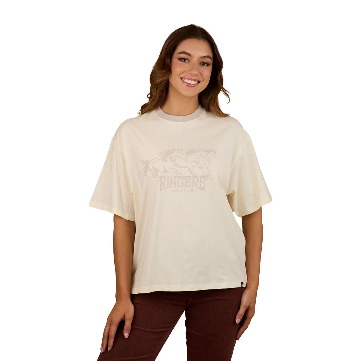 Ringers Western Womens Stampede Oversized S/S Tee (225074RW) Bone