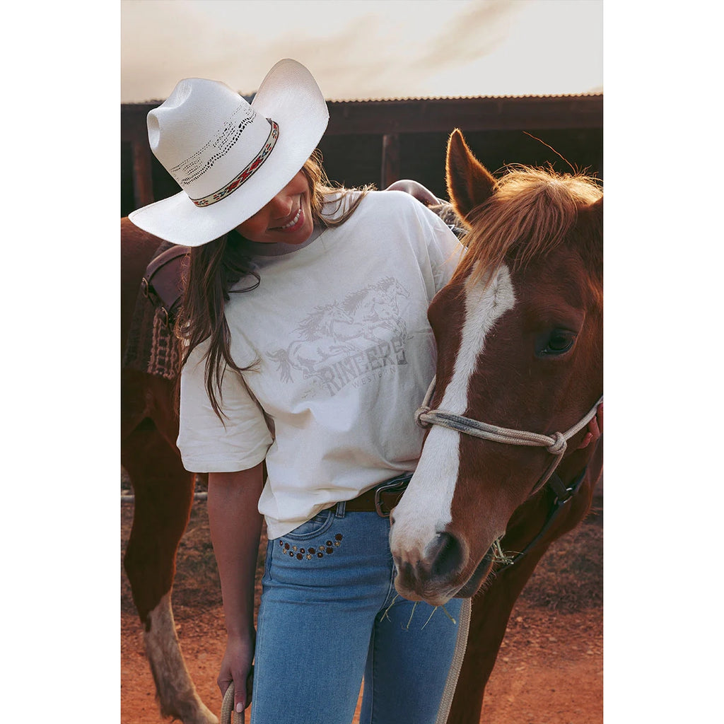Ringers Western Womens Stampede Oversized S/S Tee (225074RW) Bone