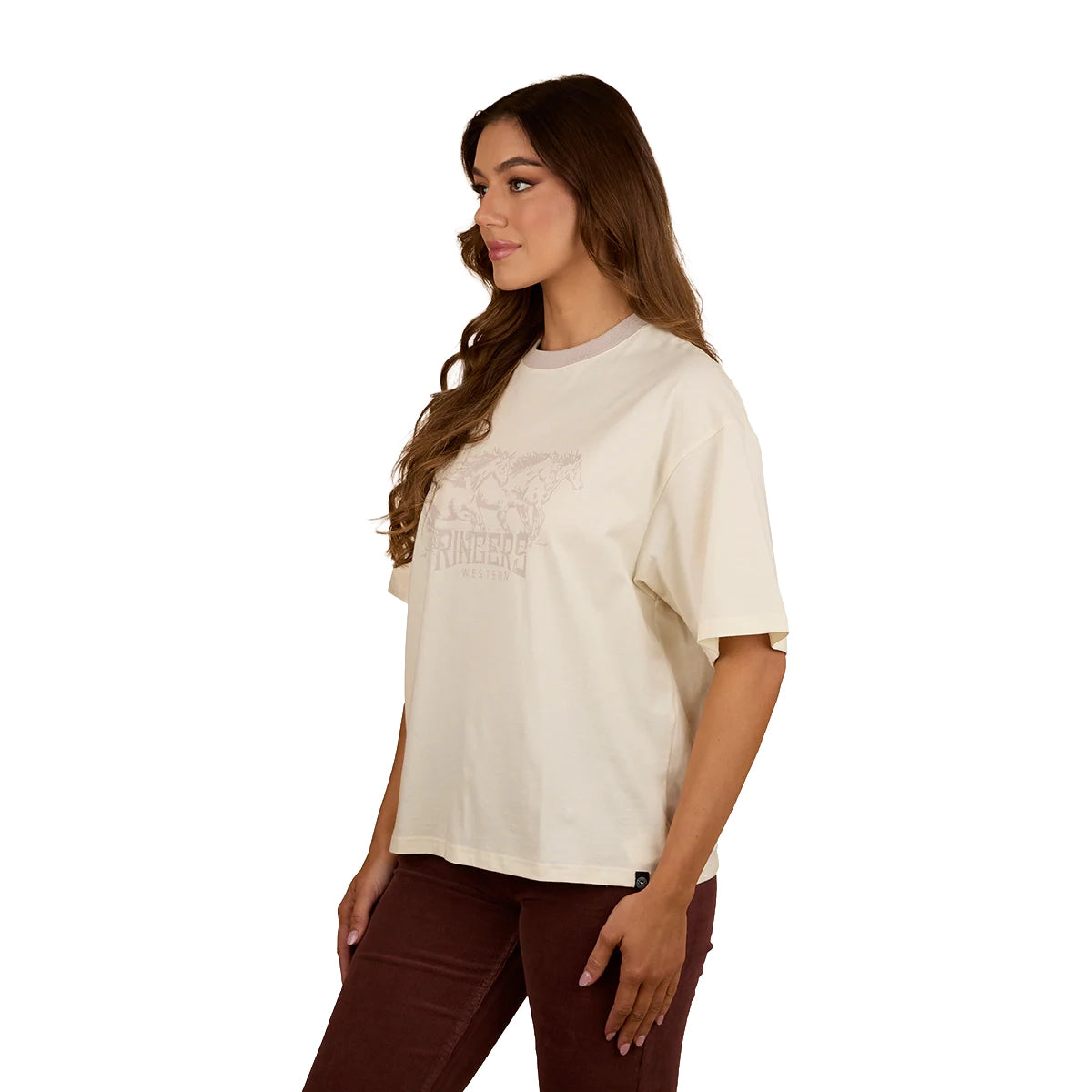 Ringers Western Womens Stampede Oversized S/S Tee (225074RW) Bone