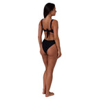 A woman viewed from 3-4 back, modelling a black Ringers Western Women's Taryn Classic Regular Cover Bikini (225206RW) on a white studio background.