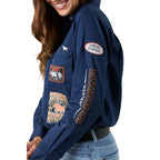 Ringers Western Womens Trail Blazer Full Button L/S Work Shirt (225073RW) Navy Sleeve