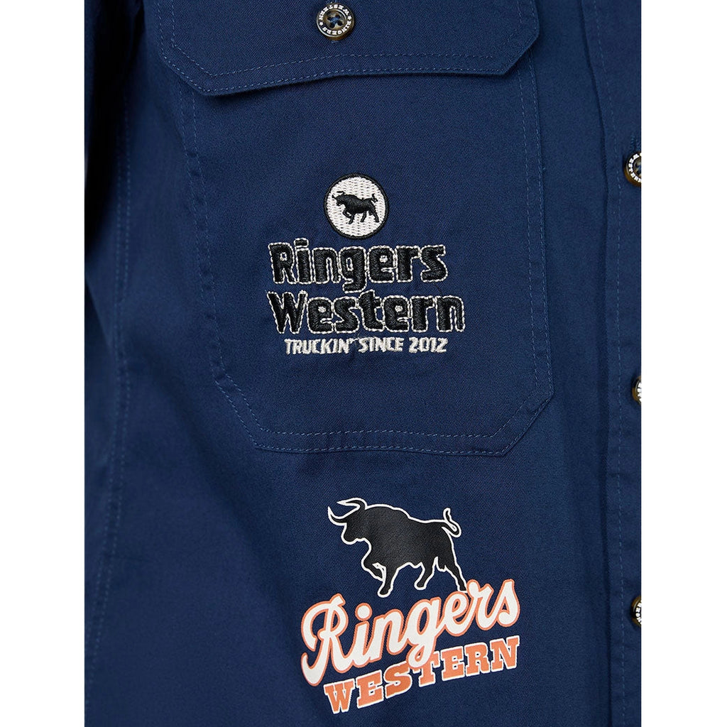 Ringers Western Womens Trail Blazer Full Button L/S Work Shirt (225073RW) Navy Pocket Detail