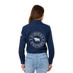 Ringers Western Womens Trail Blazer Full Button L/S Work Shirt (225073RW) Navy Back