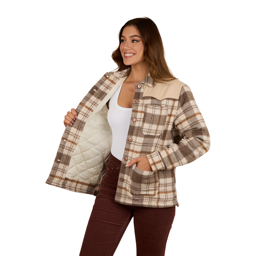 Ringers Western Womens Wildwood Western Check Jacket (225050RW) Off White/Brown