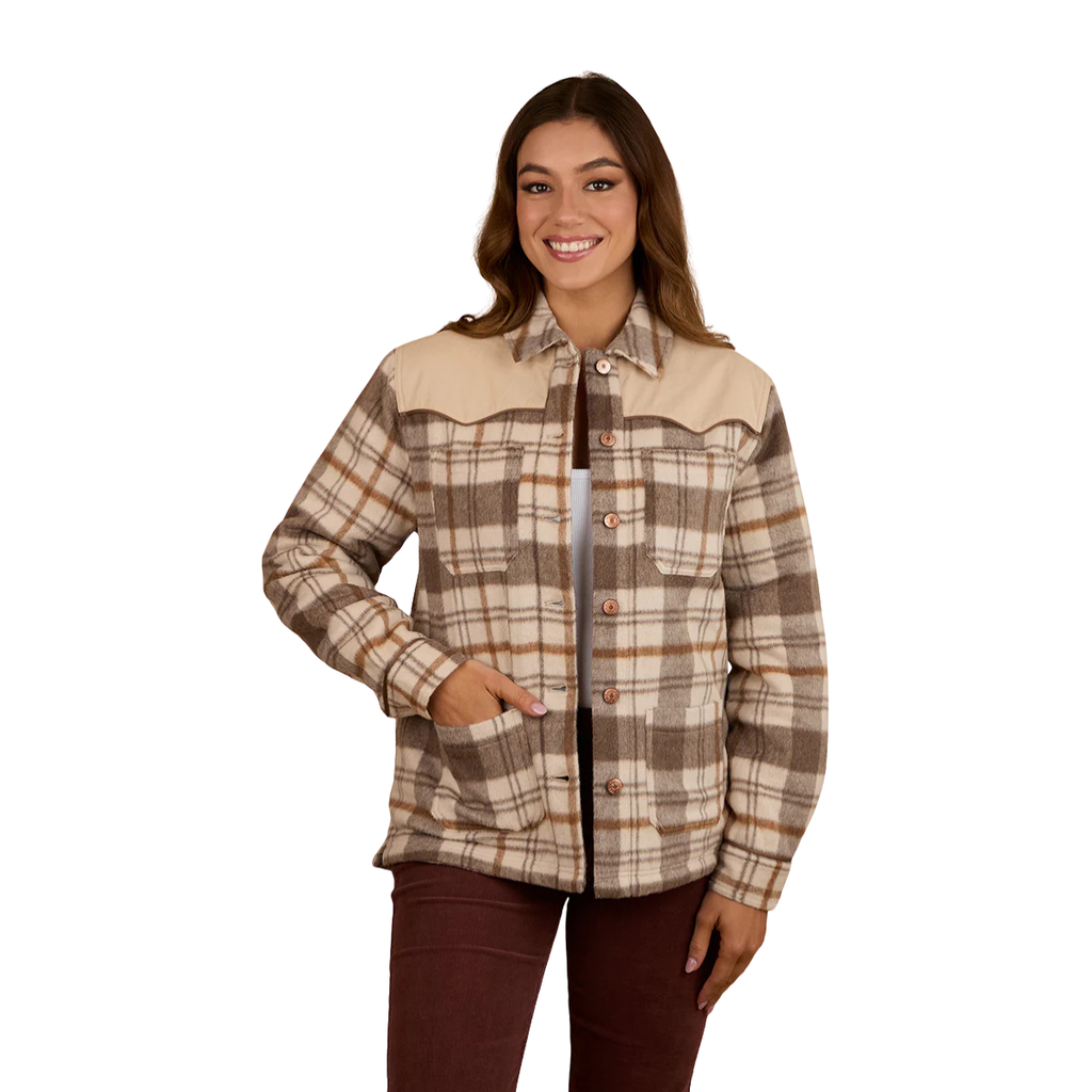 Ringers Western Womens Wildwood Western Check Jacket (225050RW) Off White/Brown