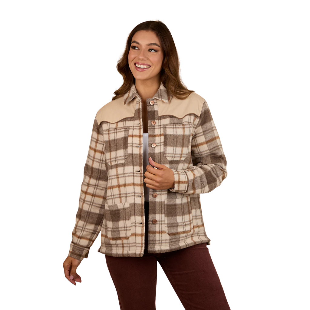 Ringers Western Womens Wildwood Western Check Jacket (225050RW) Off White/Brown