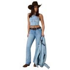 Ringers Western Womens Willow Denim Halter Top (225156RW)  Vintage Light Blue