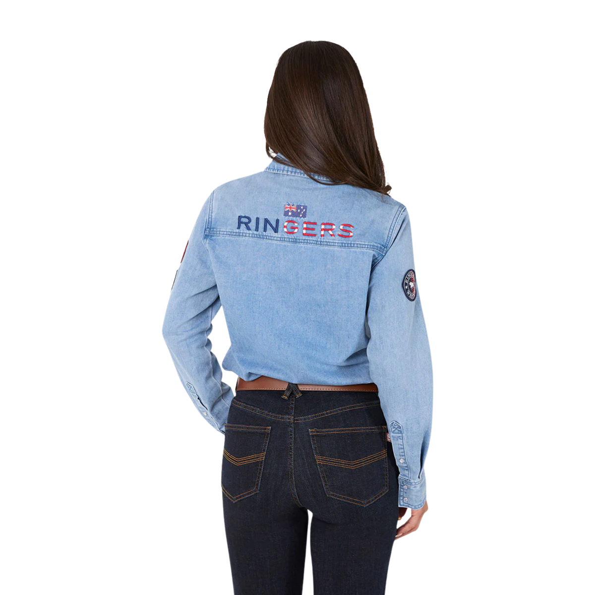 Ringers Western Womens Young and Free L/S Western Shirt (225085RW) Light Wash Blue