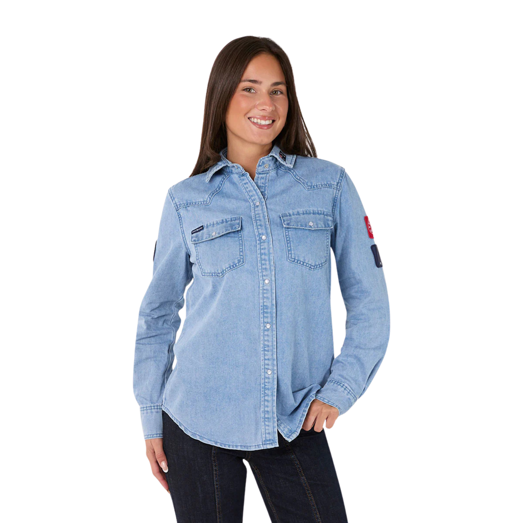 Ringers Western Womens Young and Free L/S Western Shirt (225085RW) Light Wash Blue