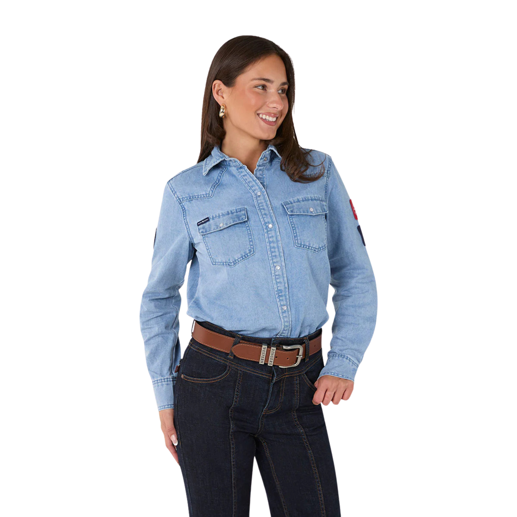 Ringers Western Womens Young and Free L/S Western Shirt (225085RW) Light Wash Blue