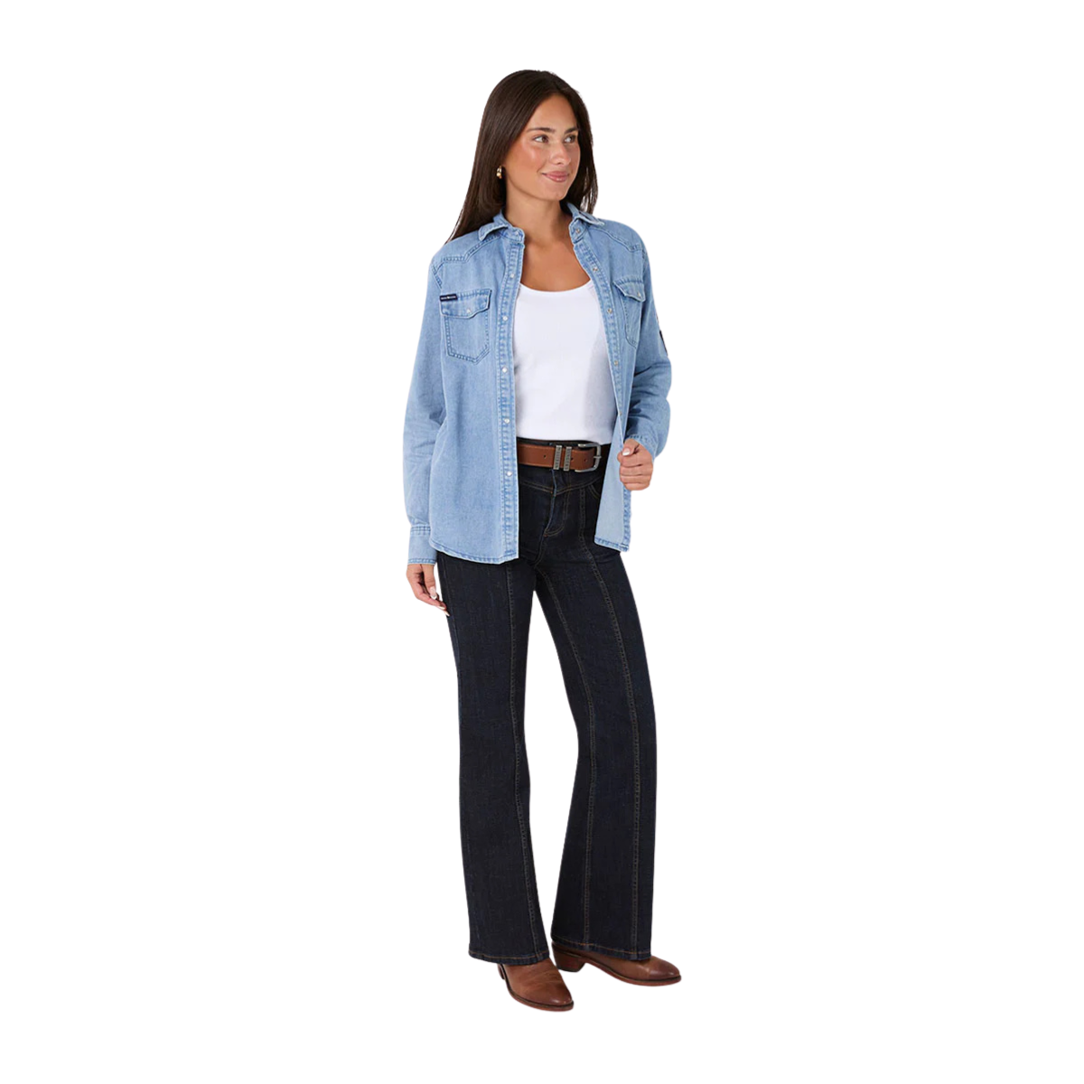 Ringers Western Womens Young and Free L/S Western Shirt (225085RW) Light Wash Blue