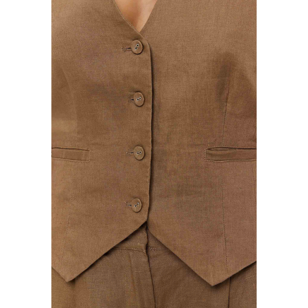Ringers Western Womens Zahra Linen Vest (225183RW)  Caramel
