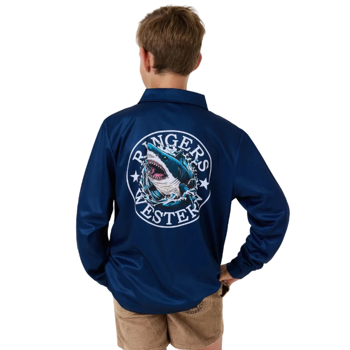 Ringers Western Boys Youth Man Eater L/S Fishing Jersey (925005RW) Dark Navy
