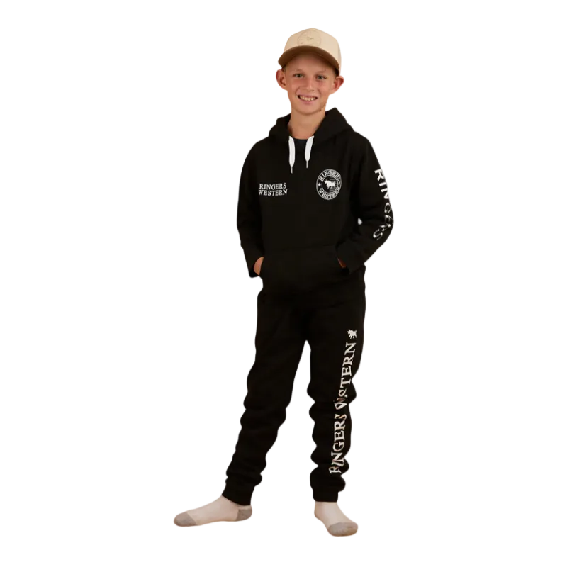 Ringers Western Childrens Durango Trackpants (323013RW) Black with White Print