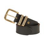 A black Ringers Western Children's James belt with a gold buckle on a white background.