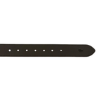 The tail end of a black Ringers Western Children's James belt on a white background.