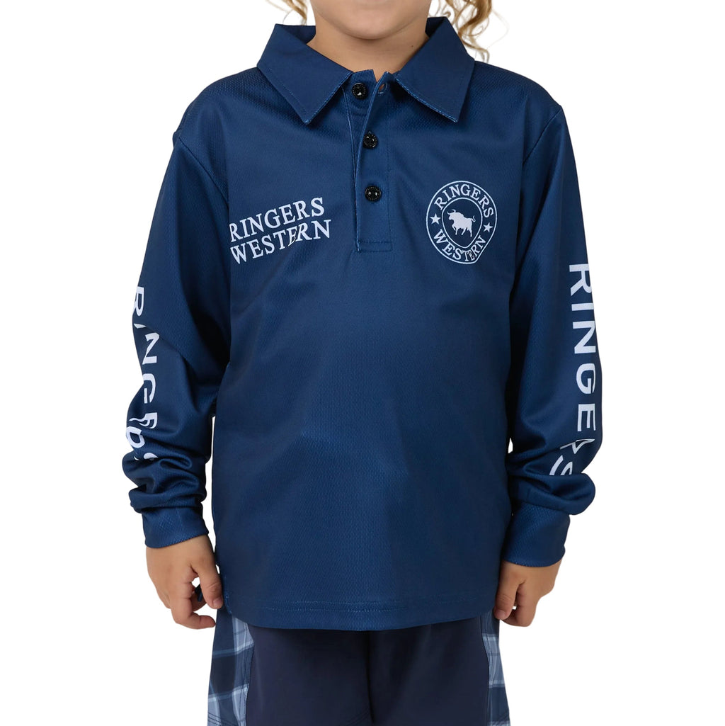 Ringers Western Childrens Man Eater L/S Fishing Jersey  (925014RW)  Dark Navy