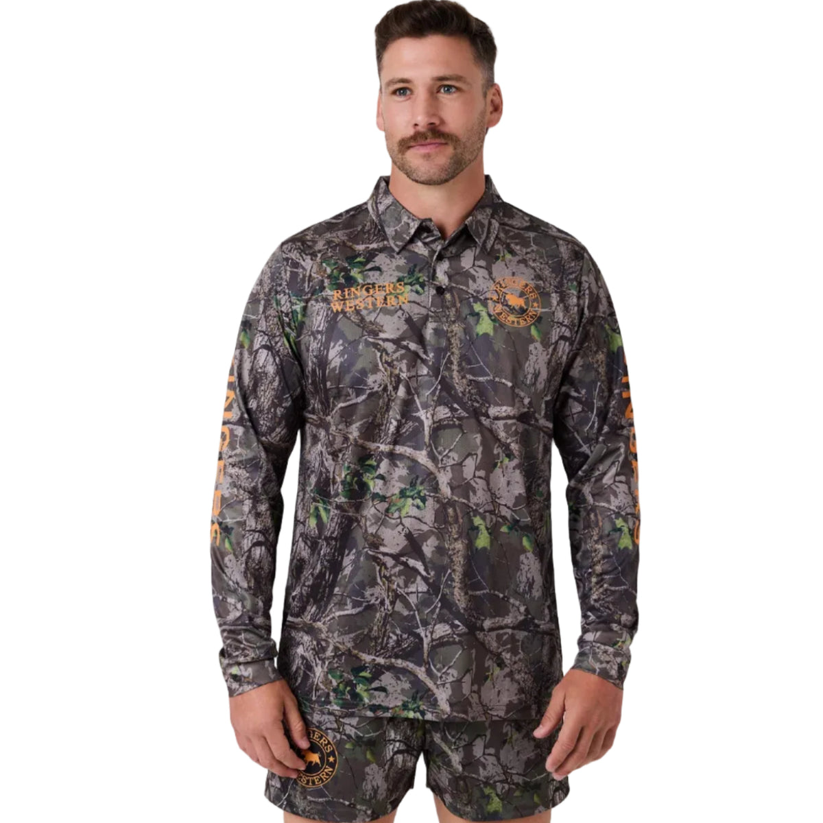 Ringers Western Finder L/S Fishing Jersey (625046RW) Camo/Orange