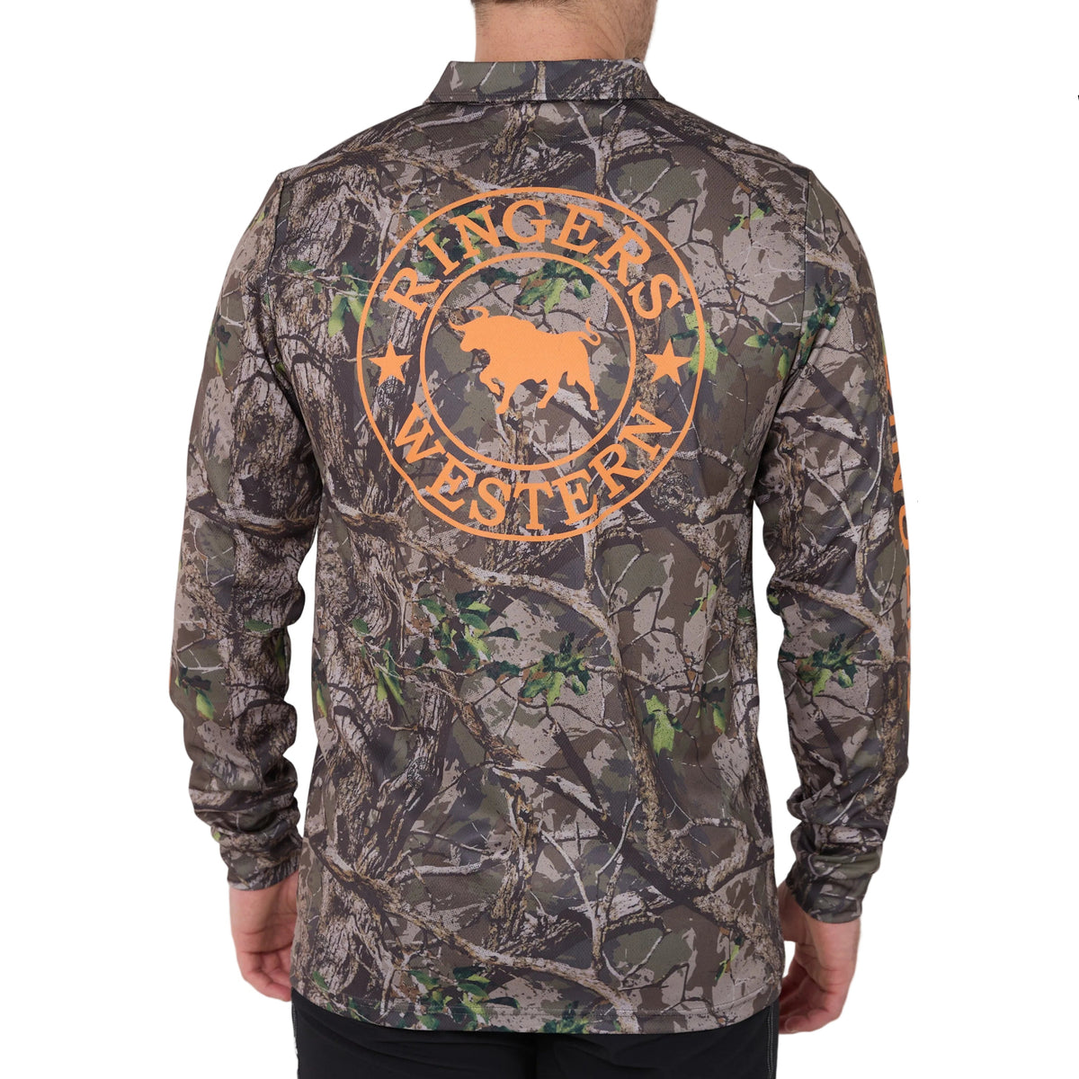 Ringers Western  Finder L/S Fishing Jersey  (625046RW)  Camo/Orange