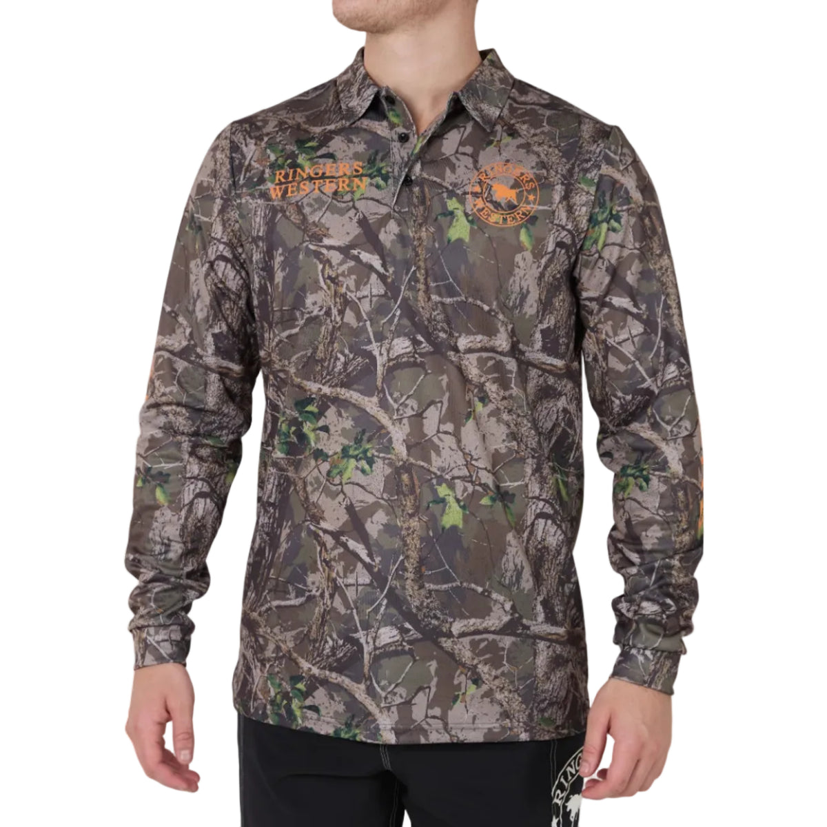 Ringers Western  Finder L/S Fishing Jersey  (625046RW)  Camo/Orange