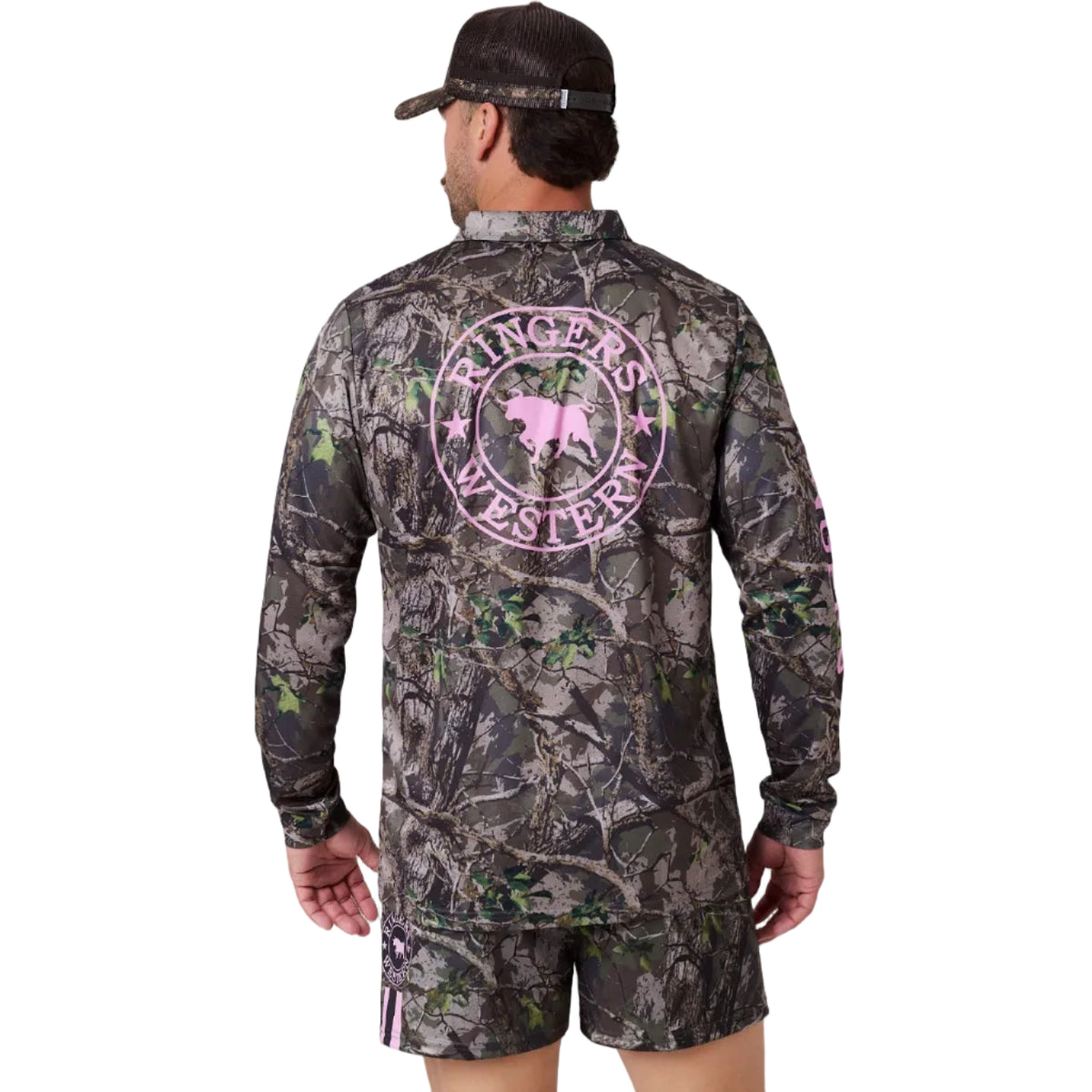 Ringers Western Finder L/S Fishing Jersey (625046RW) Camo/Pastel Pink