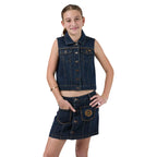 Ringers Western Girls Cowgirl Squad Studded Mini Skirt (425145RW)  Vintage Blue Wash