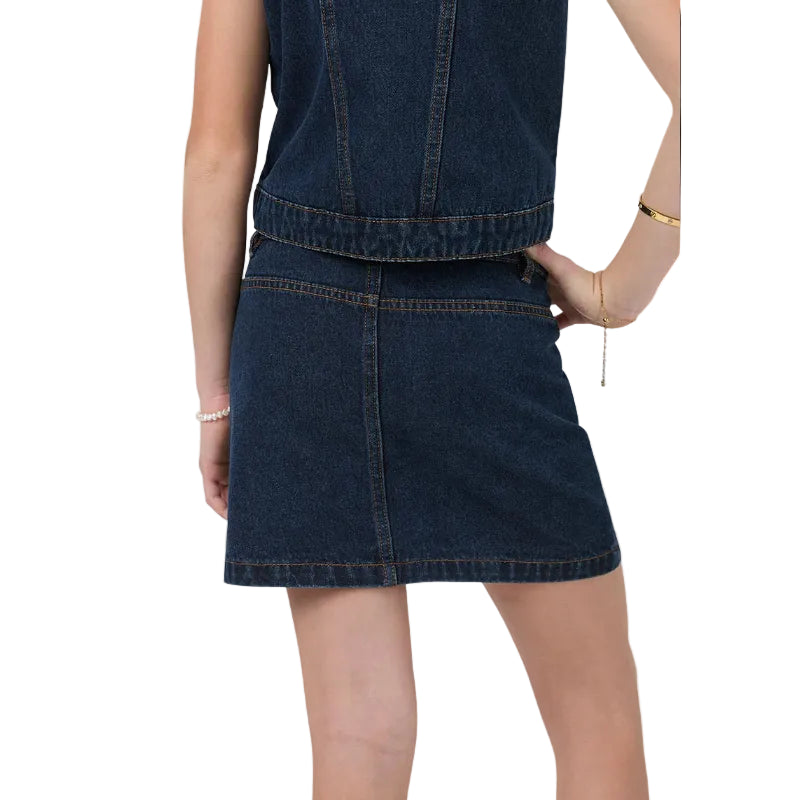 Ringers Western Girls Cowgirl Squad Studded Mini Skirt (425145RW)  Vintage Blue Wash