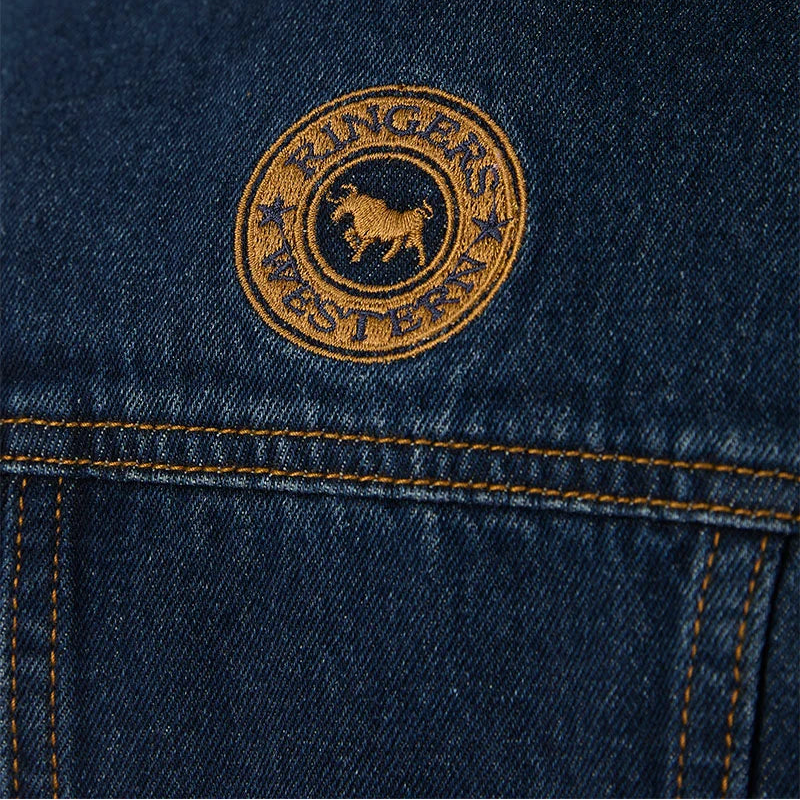 Ringers Western Girls Cowgirl Squad Studded Vest (425144RW)  Vintage Blue Wash