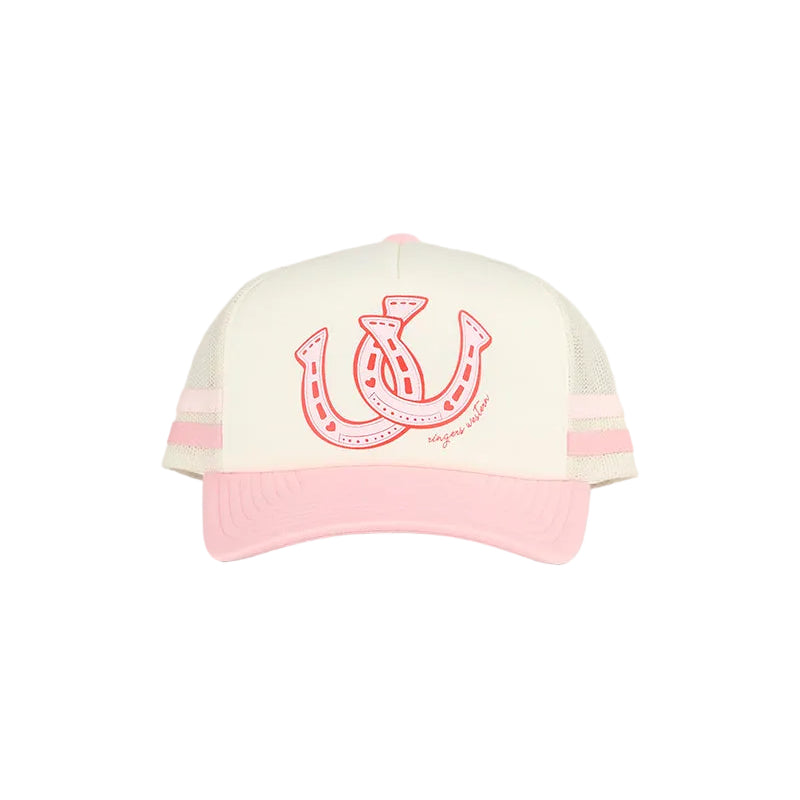 Ringers Western Girls Cross My Heart Foam Trucker Cap (425155RW)  Bone/Dusty Pink