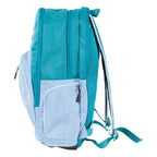 Two-toned blue backpack on a light gray background