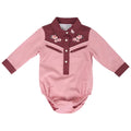 Ringers Western Infants Bonnie Babies Western Shirt Romper (425149RW)  Dusty Pink/Plum